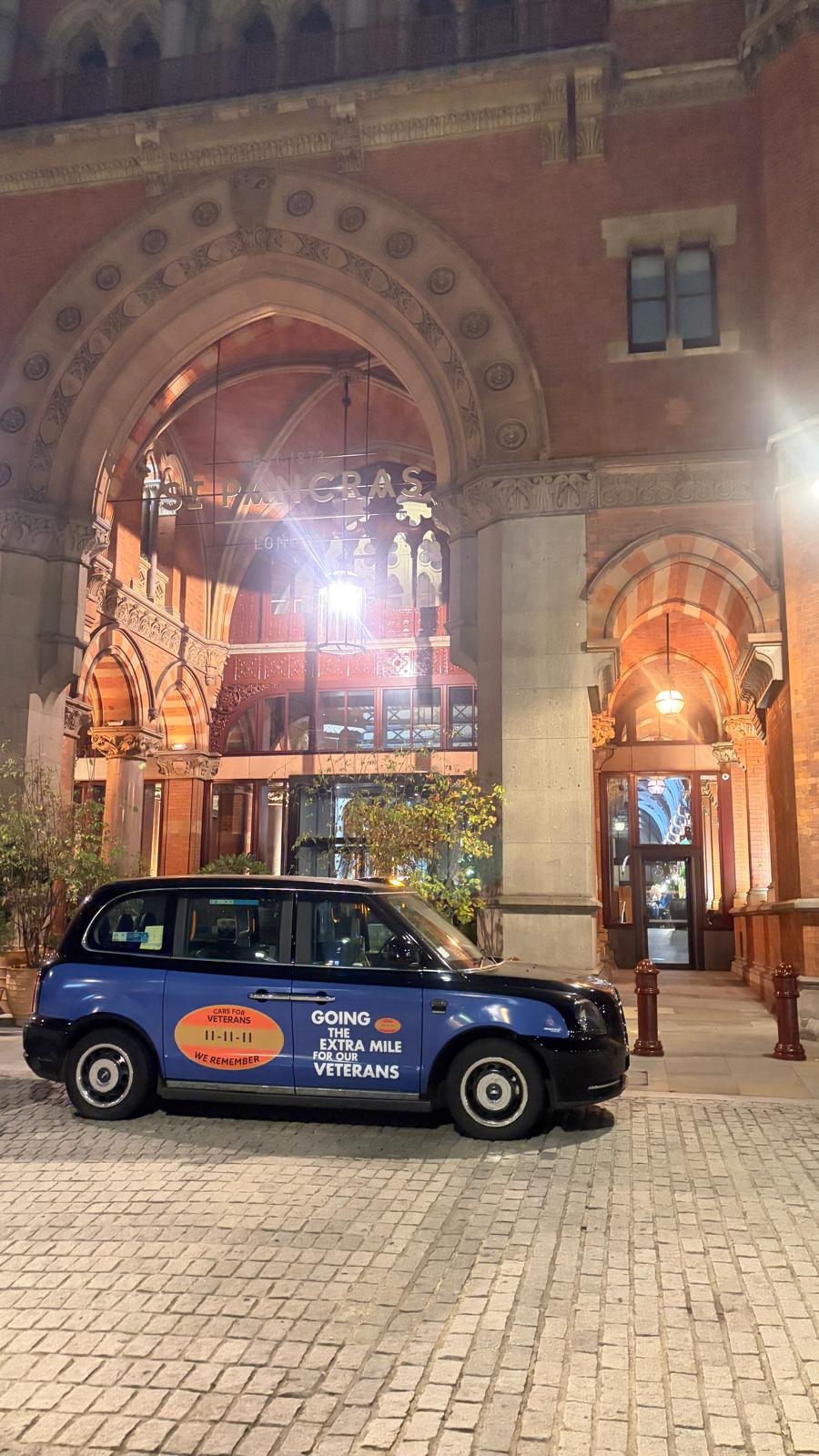 Liveried cab outside the Renaissance hotel