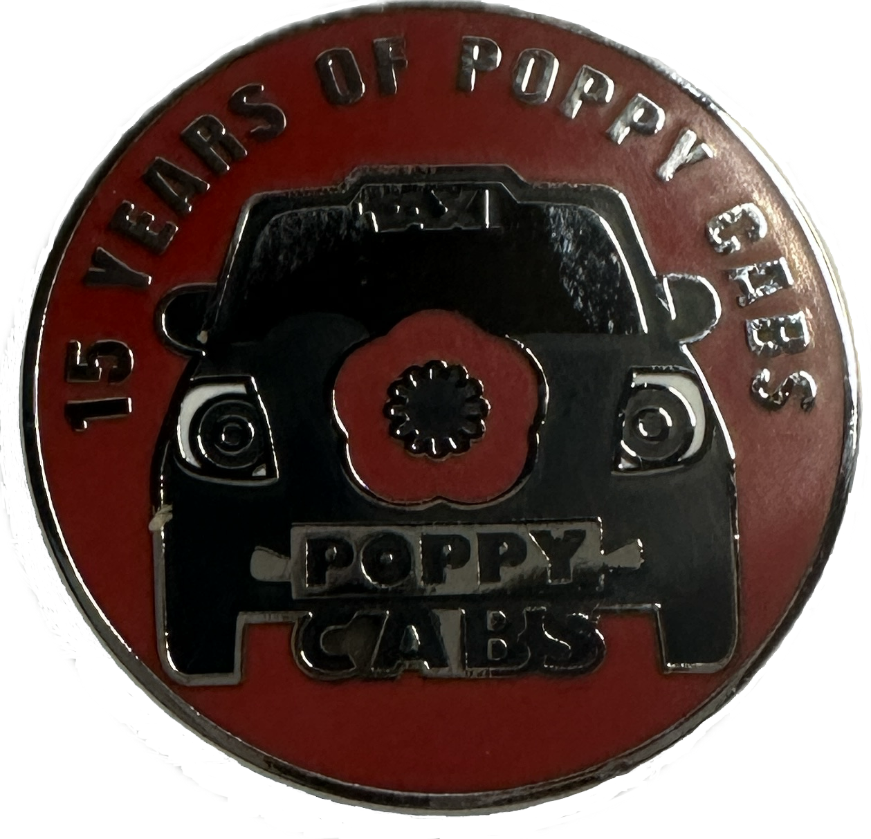 15 years of Poppy Cabs badge