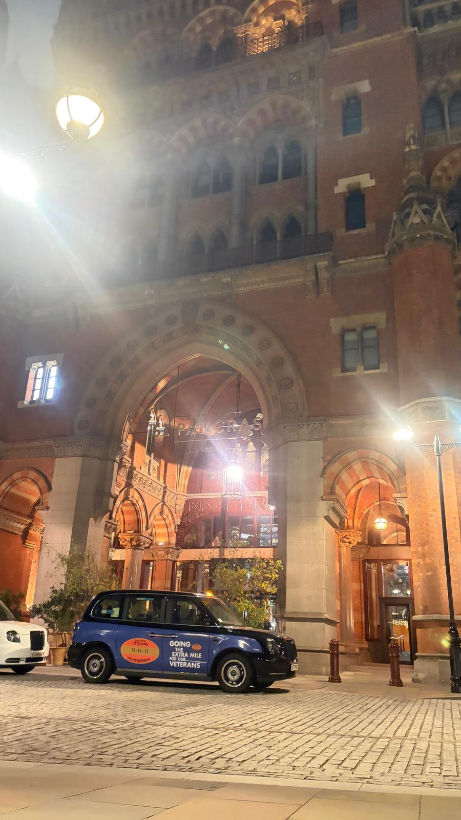 Liveried cab outside the Renaissance hotel